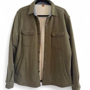 Taylor Vintage Fleece Lined Shacket Men's L Olive Green Workwear Button Front